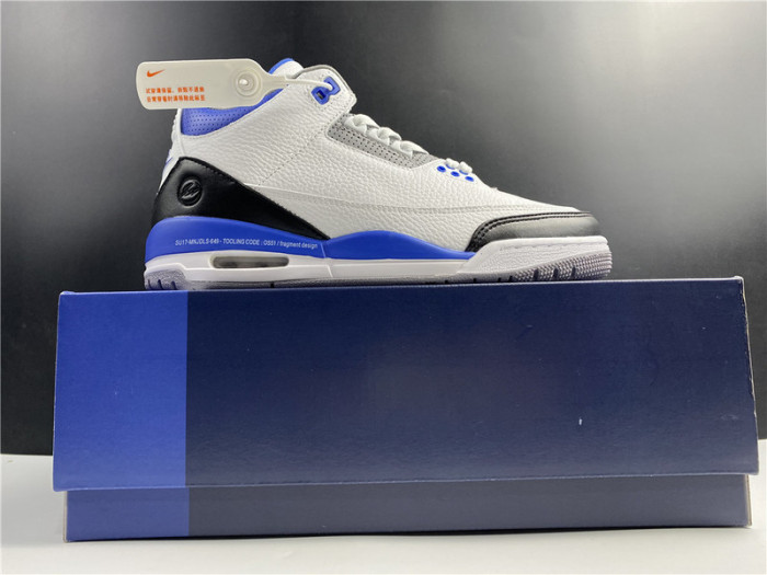 Men’s Fragment Design x Air Jordan 3 White/Royal Blue For Sale CT8532-040