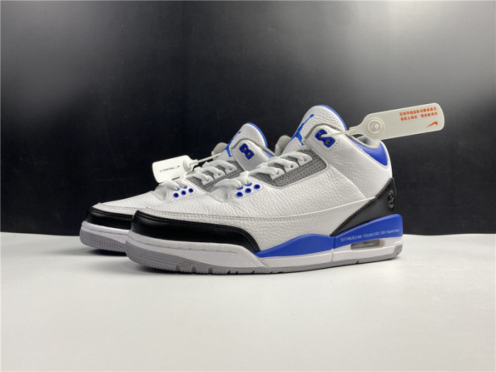 Men’s Fragment Design x Air Jordan 3 White/Royal Blue For Sale CT8532-040