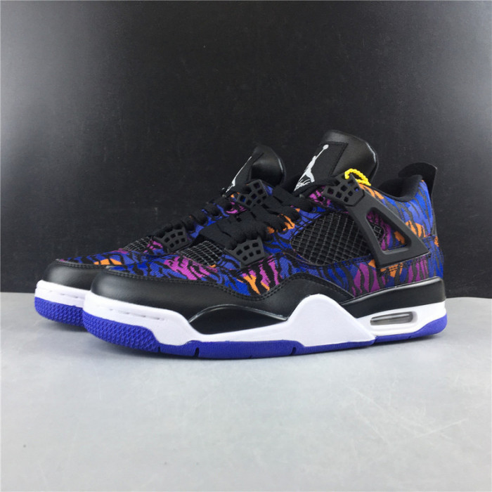 AIR JORDAN 4 BLACK WHITE RUSH VIOLET RACER BLUE BQ9043-005