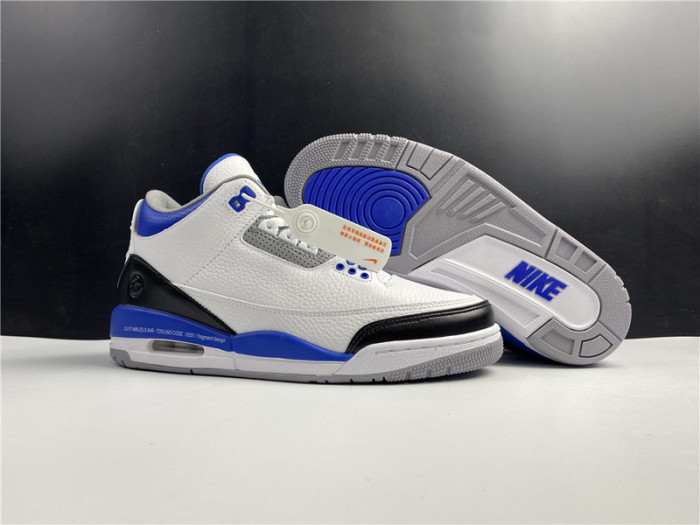 Men’s Fragment Design x Air Jordan 3 White/Royal Blue For Sale CT8532-040